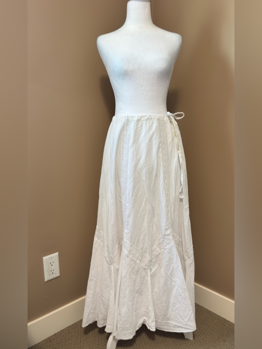 GAP White Cotton Maxi Skirt with Texture